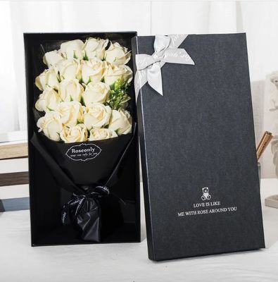 Custom logo verpakking cadeau rode rozen gekleurde bloemen zeep cadeau doos voor Valentijnsdag