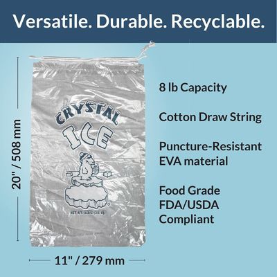Vriestuin Plastic Ice Cube Plastic Bag Customized Duurzaam Herbruikbaar Mercantile 10 Lb Tassen