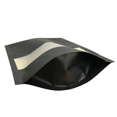 Gepersonaliseerd logo Zwart plastic polyzak Voedselpakket met venstergraveringsdrukgrootte Optioneel