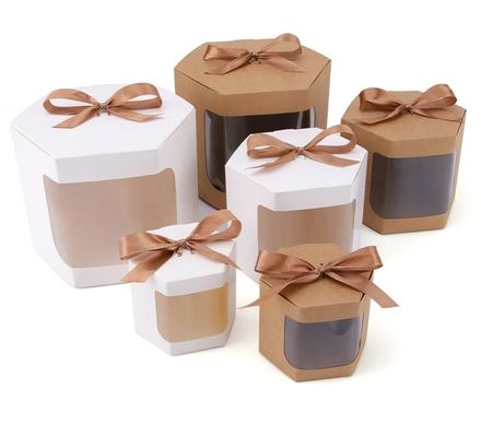 Gepersonaliseerde witte kartonnen cake doos met venster 4 en 6 gaten Cupcake verpakkingsdoos