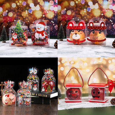 Transparante PET vouwbare snoep appelkisten voor gepersonaliseerde kerstcadeautjes