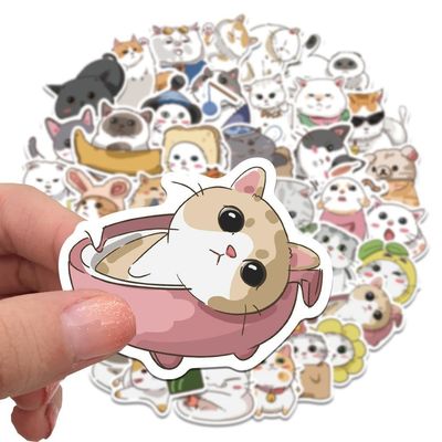 Kraft papier etiketten dank je stickers schattig kat cartoon ontwerp voor decoratieve sticker