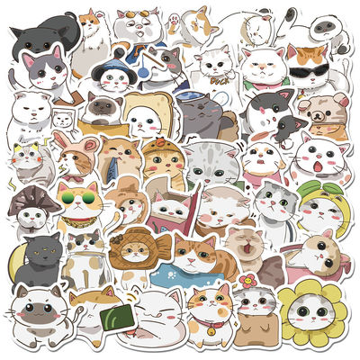 Kraft papier etiketten dank je stickers schattig kat cartoon ontwerp voor decoratieve sticker