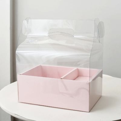 DIY transparante bloemen cake dozen PVC bruiloft kerst verpakking verjaardag cadeau met handvaten