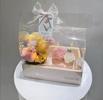 DIY transparante bloemen cake dozen PVC bruiloft kerst verpakking verjaardag cadeau met handvaten