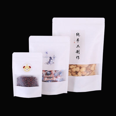Gravure Printing Kraft Paper Bag Met Doorzichtige Ruit Food Grade Met Zipper Vocht proof