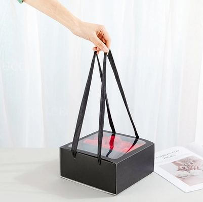 Verpakking Geschenk Bloemendoos met Handle Customized Square Design PVC Transparante Venster