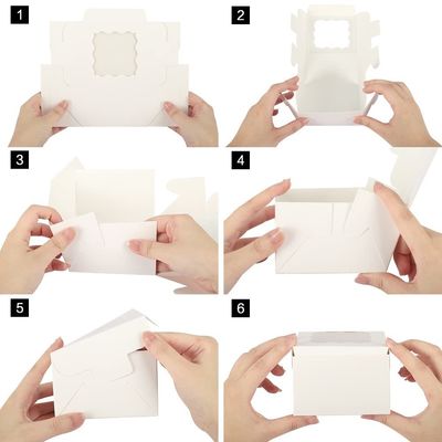 Kleine lekkernijen Witte bakkerij koekjes dozen met venster 4x4x2.5 inch aangepaste verpakking