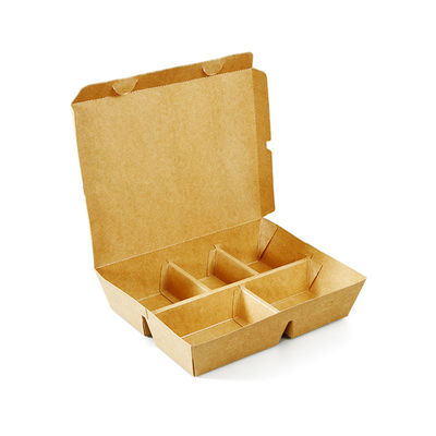 Wegwerpbare 5 vierkante houten pulppapier lunchbox voor milieuvriendelijke fastfoodverpakkingen