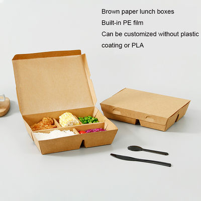 5 vierkantjes bruine lunchdoos van papier milieuvriendelijke en aanpasbare verpakking voor fastfood