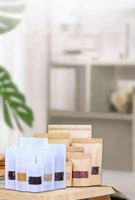 Zipper Top Kraft Paper Food Packaging Bag met zelfdragend ontwerp en PE-materiaal