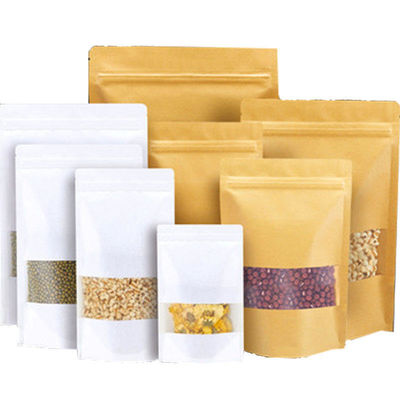 Zipper Top Kraft Paper Food Packaging Bag met zelfdragend ontwerp en PE-materiaal