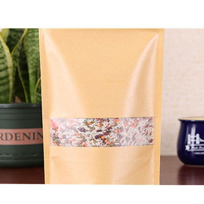 Zipper Top Kraft Paper Food Packaging Bag met zelfdragend ontwerp en PE-materiaal