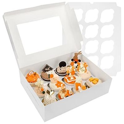 12x12x12 Kraft Paper Custom Cupcake Verpakking Cake Met Doorzichtige Venster