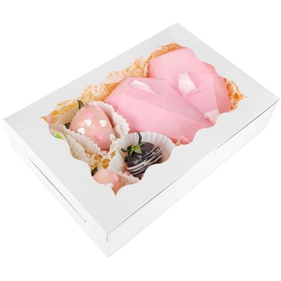 Wit 12 x 12 x 12 Koekjes Gebak Verpakking Desserts Taart Donut Doos met helder raam