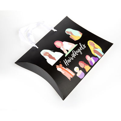 Gepersonaliseerde papieren zakken voor haarverlenging Verpakking Kraft kussensdoos met handlengte handvat