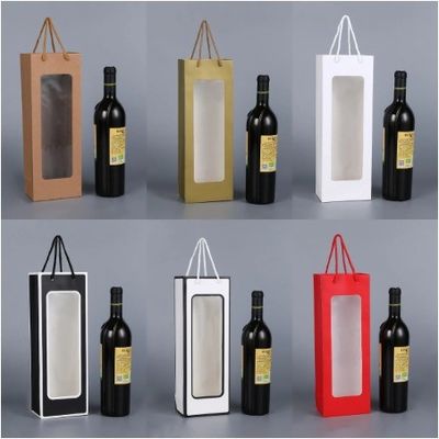 Op maat gemaakte luxe papier prima merk verpakking wijnfles zakken voor whisky alcohol cadeautjes