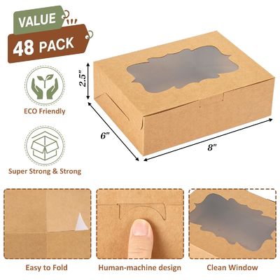 Witte voedingsmiddelen Craft Paper Bakery Koekjes Verpakking Met PVC Venster