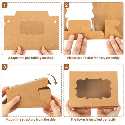 Witte voedingsmiddelen Craft Paper Bakery Koekjes Verpakking Met PVC Venster