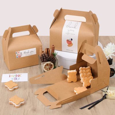 Recyclebaar bakkerij takeaway Bruin Kcraft cake box cake card box met handvat