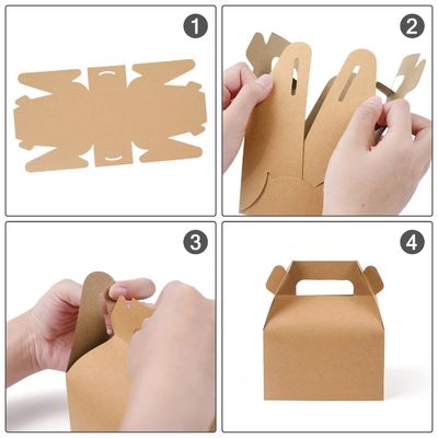 Recyclebaar bakkerij takeaway Bruin Kcraft cake box cake card box met handvat