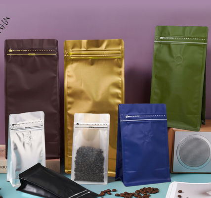 Aankomst 8 zijde aluminium folie koffiezak met klep en rits
